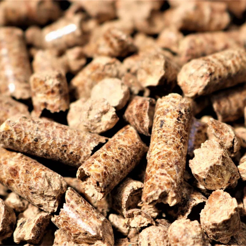 pencil thick cylindrical pieces of compressed oak sawdust